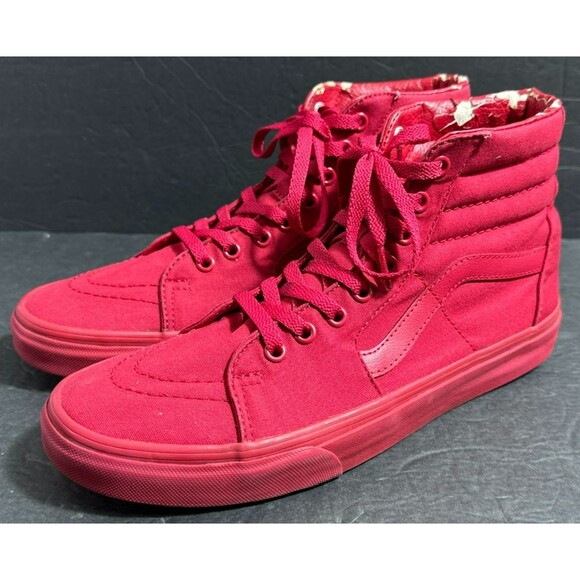 Vans Sk8-Hi 'Mono Red' Unisex Skate Shoe Men's Sz 9 or Women's Sz 10.5 - Picture 1 of 10